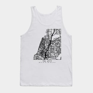 TEL AVIV ISRAEL BLACK CITY STREET MAP ART Tank Top